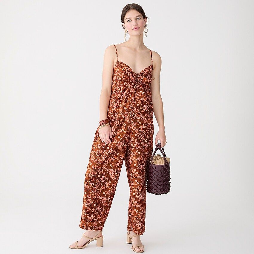 Tie-front jumpsuit in vintage vines | J.Crew US