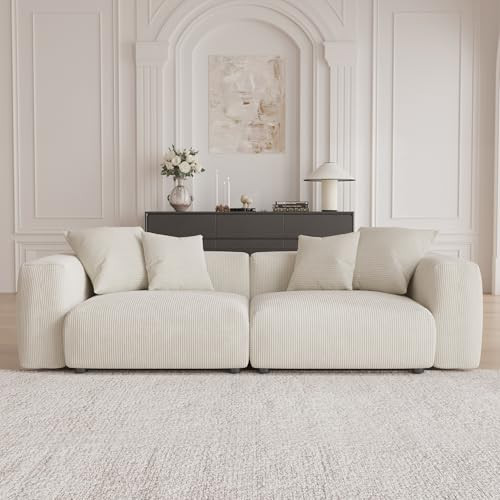 Sectional Couches for Living Room,102inch Cloud Couch Modular Sectional Sofa,Modern Corduroy Couch Love Seat,Cushion Covers Removable& Washable (Beige) | Amazon (US)