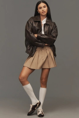 Pilcro Oversized Washed Faux-Leather Jacket | Anthropologie (US)