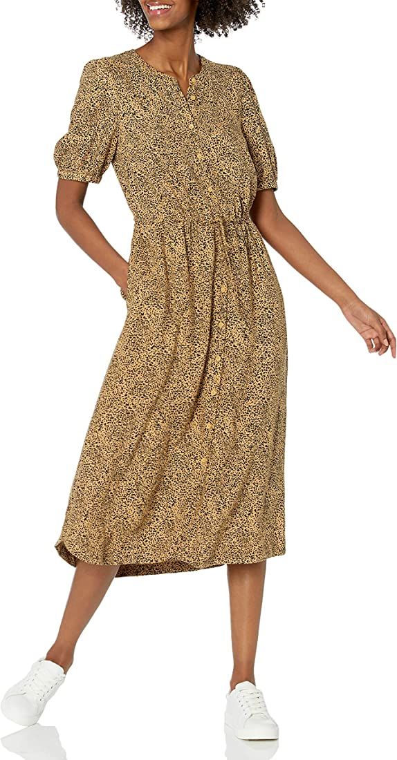 Amazon Essentials Women's Half-Sleeve Waisted Midi A-Line Dress | Amazon (US)