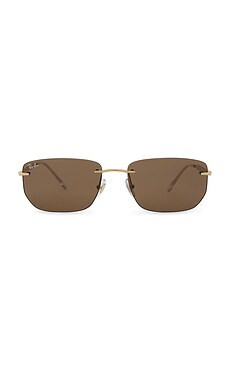 Ray-Ban RB3768 Rectangular Rimless Sunglasses in Arista & Dark Brown from Revolve.com | Revolve Clothing (Global)