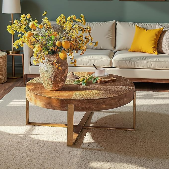 Round Wood Coffee Table, Espresso, 32.28" D x 32.28" W x 17.72" H | Amazon (US)