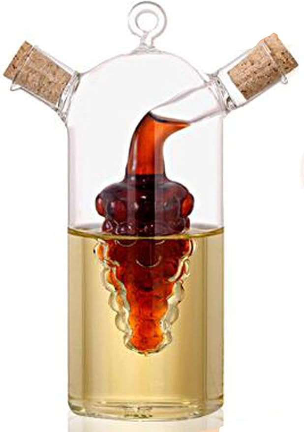 ELETON Grape Motif Oil and Vinegar Cruet Dispenser Bottle,Clear Borosilicate Glass 2 in 1 Olive O... | Amazon (US)