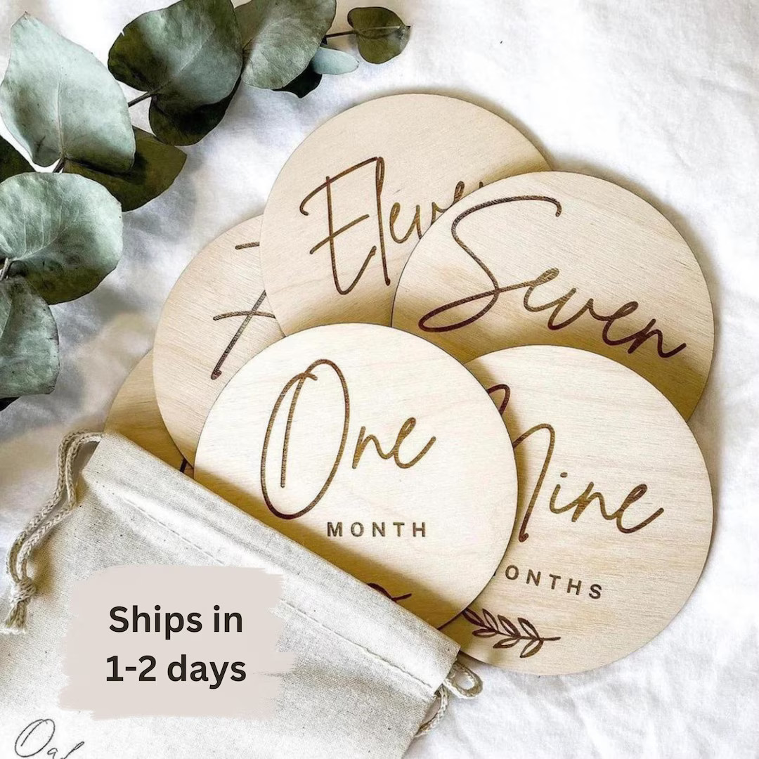 Wooden Monthly Milestone Discs Baby by the Month Photo Props Baby Milestone Cards Baby Gift Baby ... | Etsy (US)