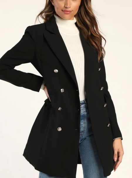 Black double breasted coat 

#LTKsalealert #LTKstyletip #LTKworkwear