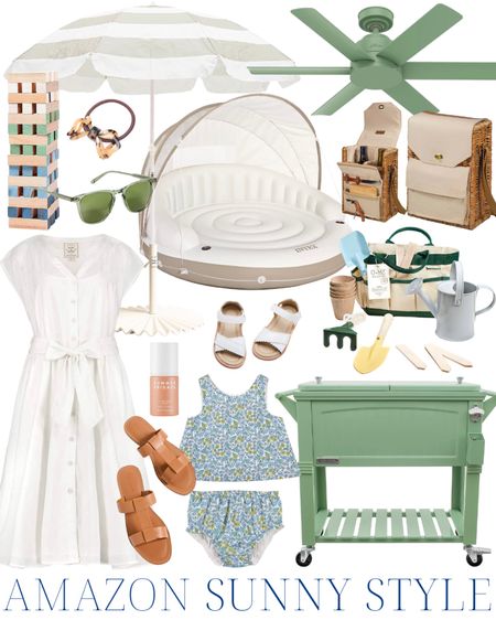 Amazon sunny style | poolside | cooler | umbrella | floaty | picnic basket | sunnies | sunglasses | jenga | shoes | swimsuit | dress | summer outfit, travel outfit, white dress, sandals, swimsuit, wedding guest dress, Amazon finds, Amazon favorites, classic home, traditional home, grandmillennial home, coastal home, coastal grand, southern home, southern style, classic style, preppy style 

#LTKhome