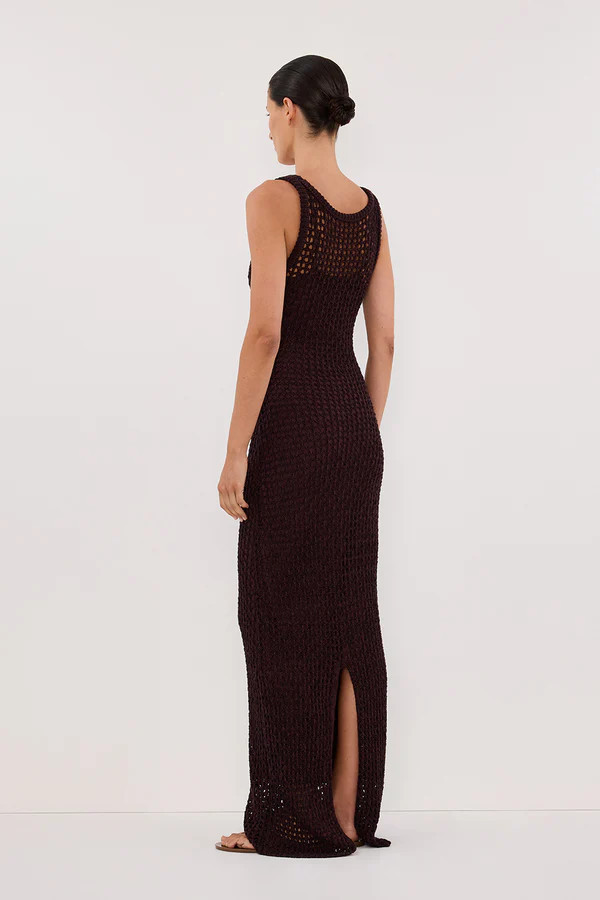 TESS CHOC CROCHET KNIT MAXI DRESS | DISSH