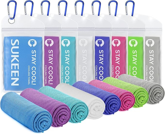 Sukeen 8 Pack Cooling Towel (40"x12"), Ice Towel Sets,Soft Breathable Chilly Towel,Microfiber Tow... | Amazon (US)