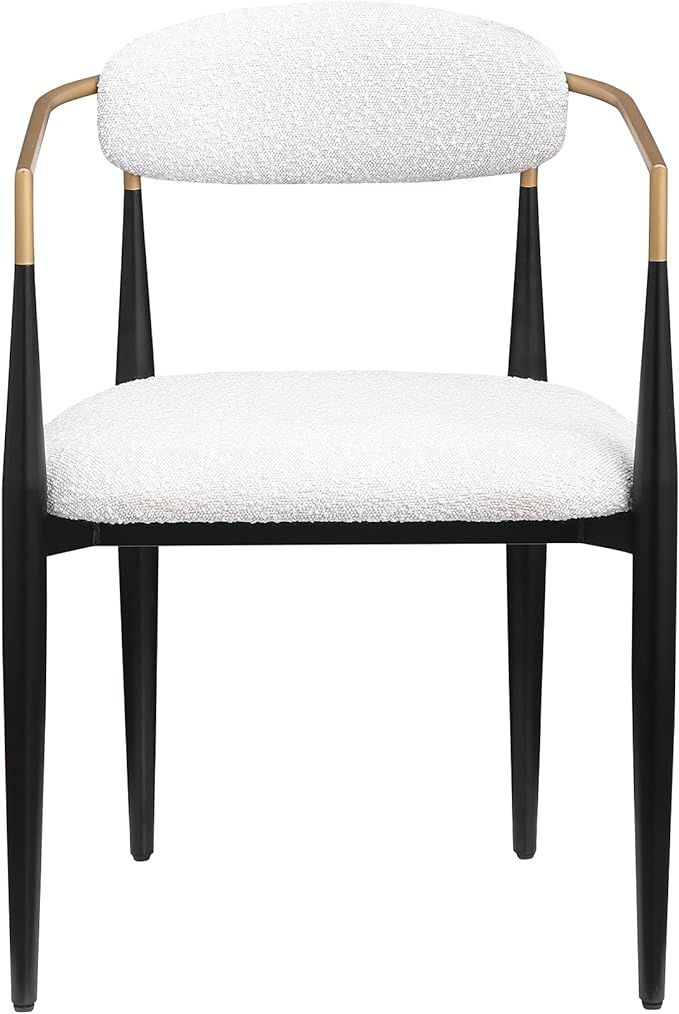 Morden Fort Modern Boucle Dining Chair, White Armchair Set of 2, Luxury Upholstered Metal Curved ... | Amazon (US)