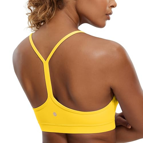 CRZ YOGA Butterluxe Womens Y Back Sports Bra - Padded Racerback Low Impact Spaghetti Thin Strap W... | Amazon (US)