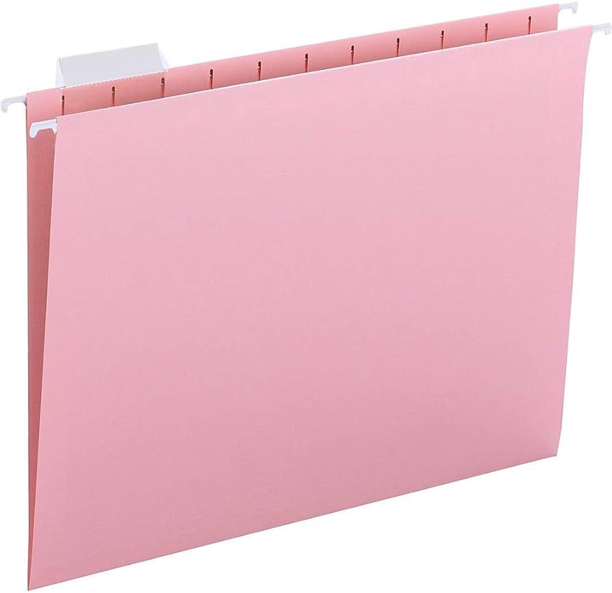 Smead Standard Hanging File Folders, 25 Count, Pink, 1/5-Cut Adjustable Tabs, Letter Size (64066) | Amazon (US)