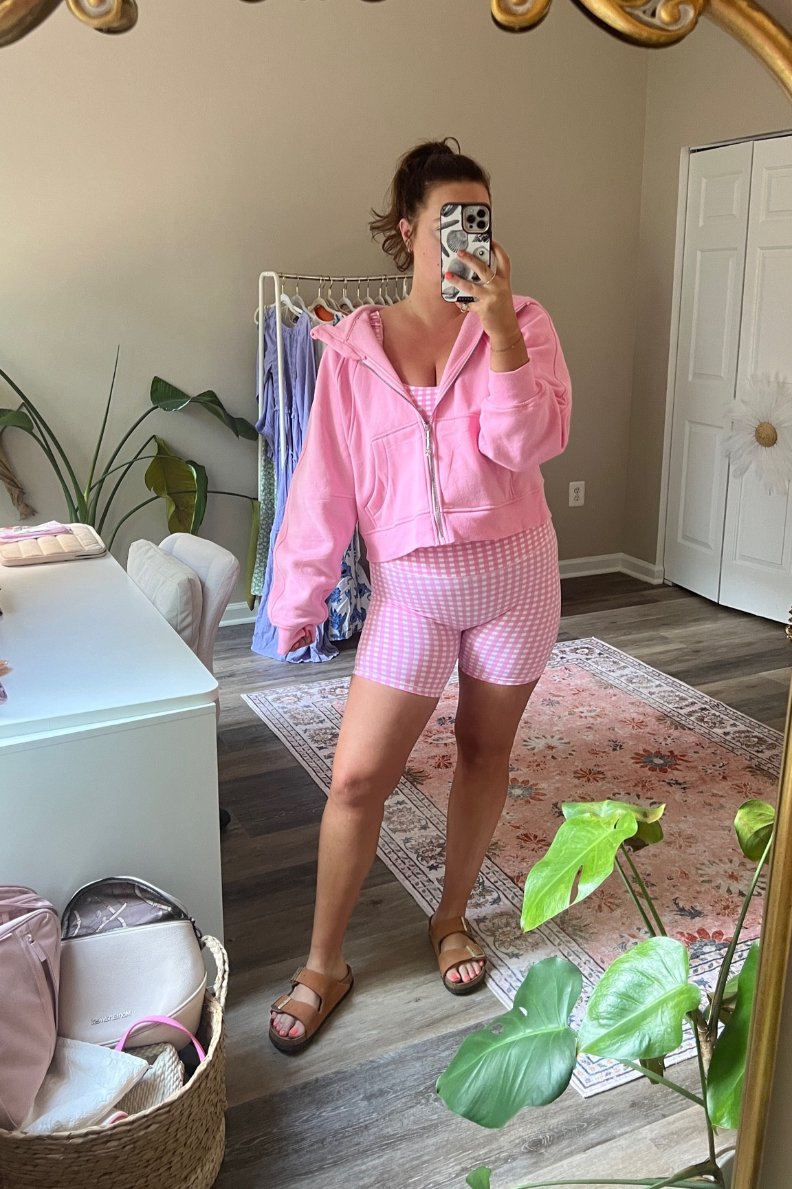 cutest yoga fit this morning 💕 the pink gingham from Astoria is adorable & this Amazon hoodie is gooood- wearing a large in everything 

#LTKFitness