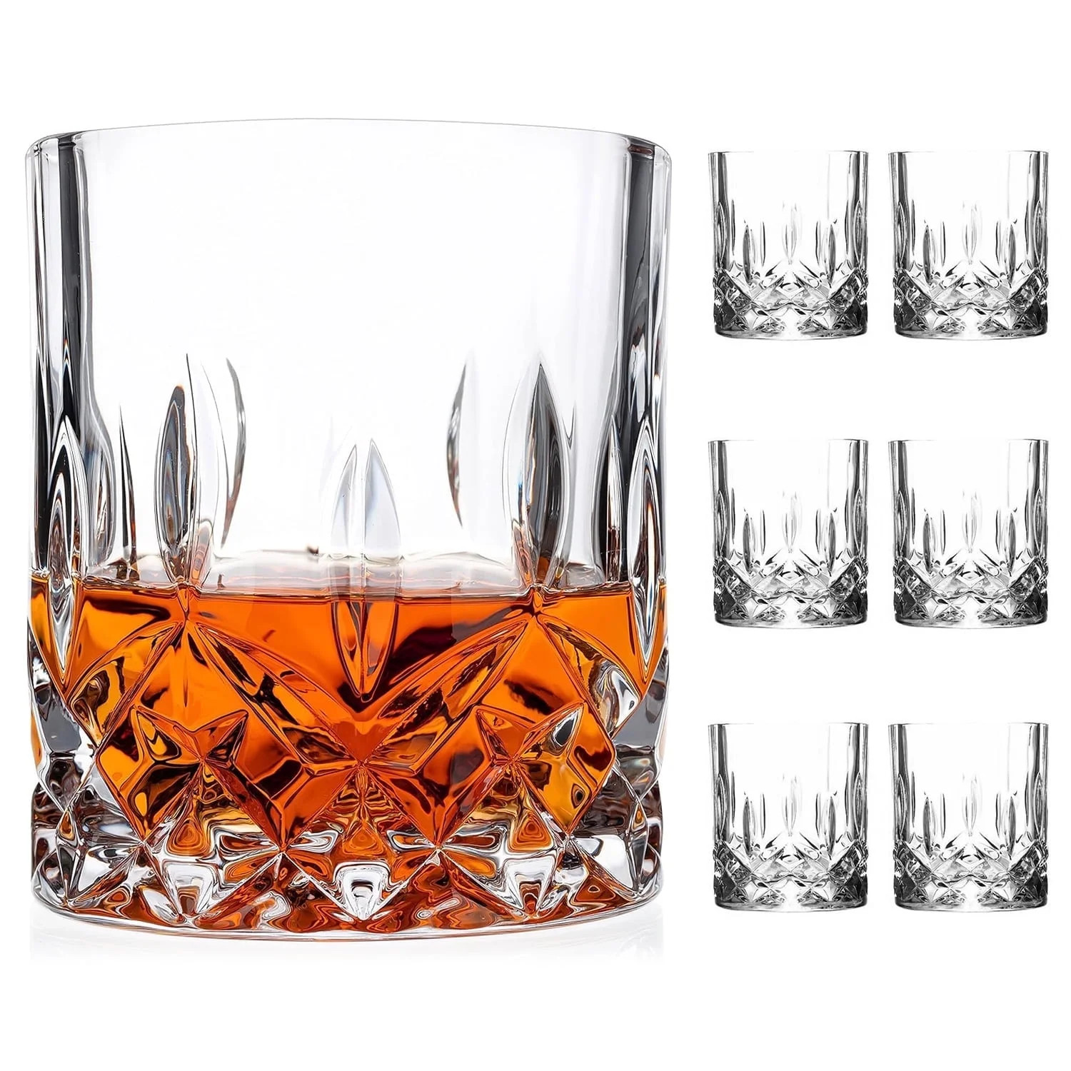 TINANA Crystal Cut Whiskey Glasses 6 pack: 10oz Ultra-Clear Old Fashioned Glass, Premium Lead-Fre... | Walmart (US)