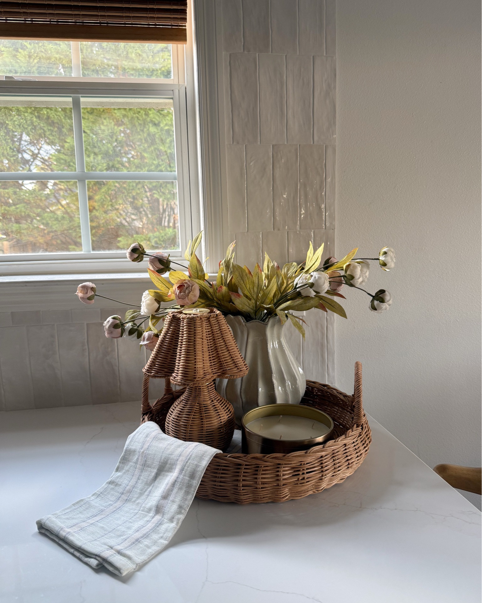Tray styling idea 🤎 wicker mini lamp is back in stock!

#LTKHome #LTKSaleAlert #LTKSeasonal
