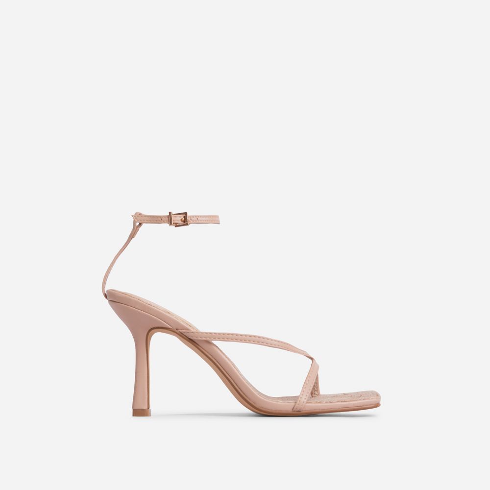 Catalina Woven Insole Square Toe Barley There Heel In Nude Faux Leather | EGO Shoes (US & Canada)