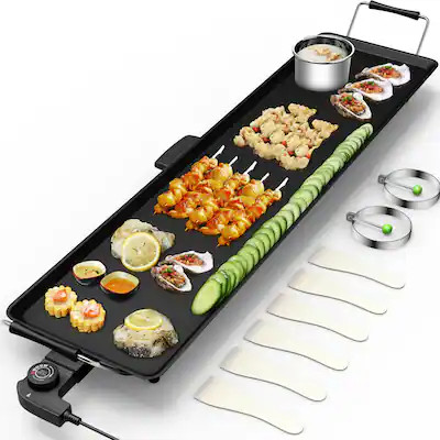 Costway - Electric Teppanyaki Table Top Grill Griddle BBQ Barbecue Nonstick Camping - Black | Best Buy U.S.