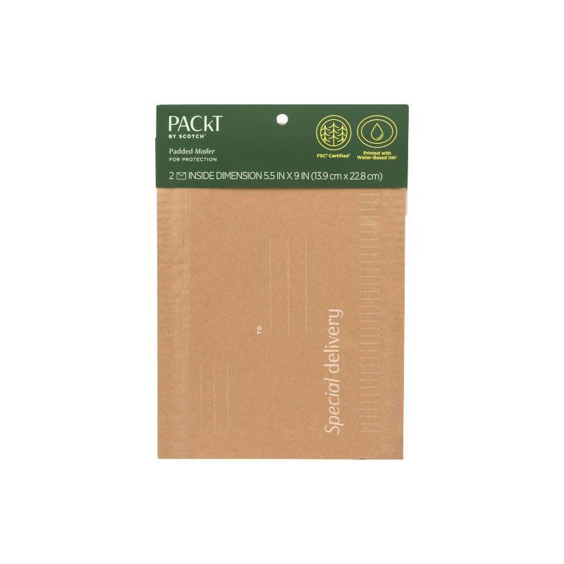 Packt by Scotch 2pk Small Padded Mailer | Target