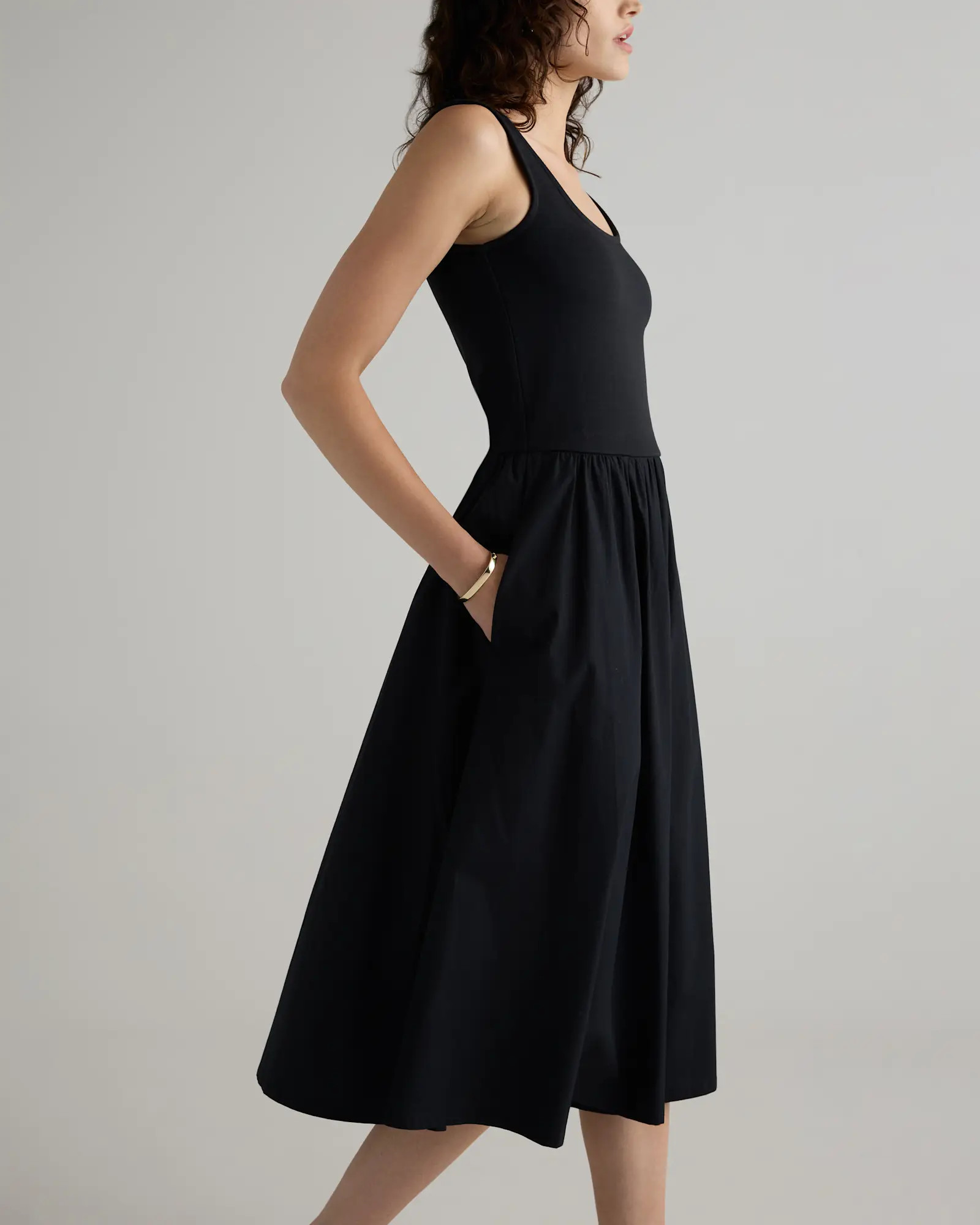 Cotton Mixed Media Tank Dress | Quince