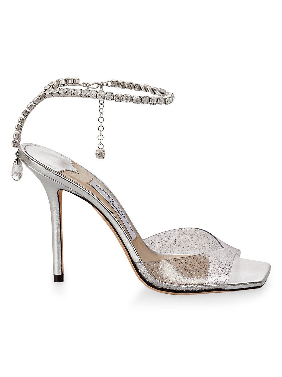 Saeda100 Glitter Plexi Ankle-Strap Sandals | Saks Fifth Avenue