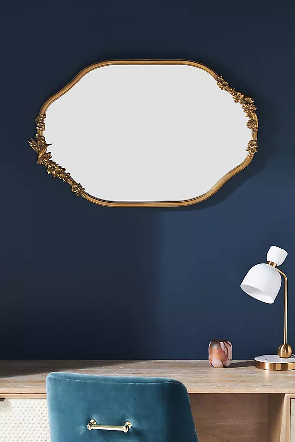 Luisa Hummingbird Gilded Flower Oval Wall Mirror | Anthropologie (US)