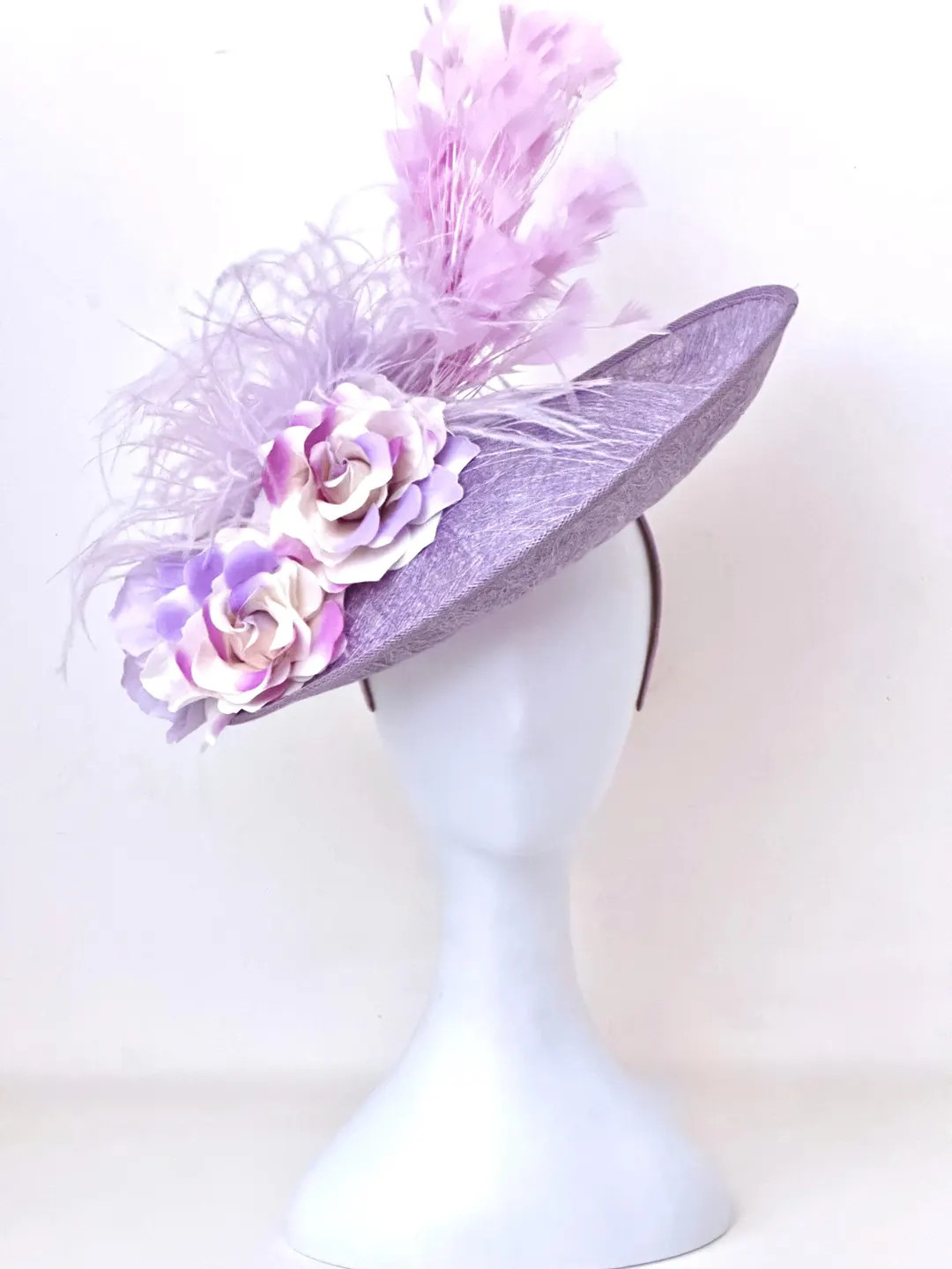 Lavender Lilac Feather Fascinator Hat, Kentucky Derby Fascinator Hat, Church Wedding Garden Tea P... | Etsy (US)