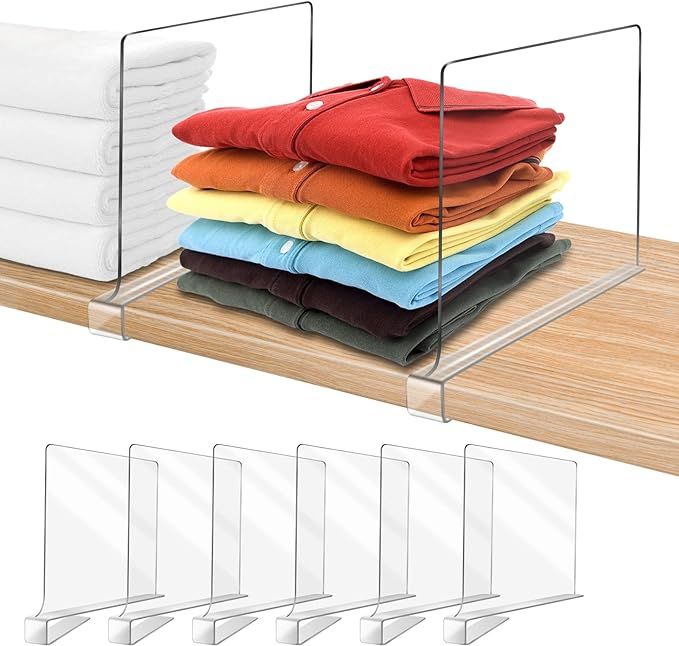Acrylic Shelf Dividers for Closet Organization 6PCS Closet Shelf Divider Closet Dividers for Shel... | Amazon (US)
