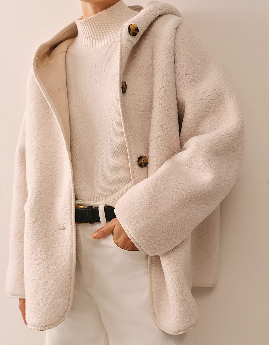 Luxury Borg Hooded Coat | The White Company UK & ROW