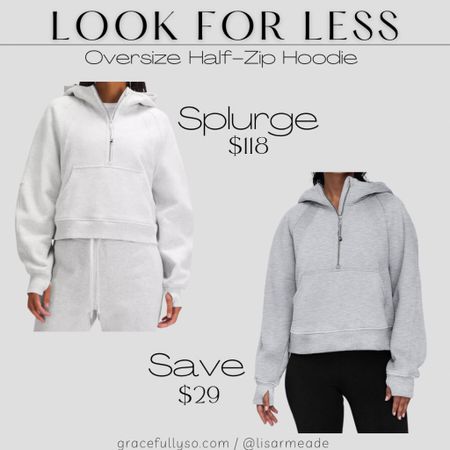Look for less - Oversize half-zip hoodie pullover 
Amazon - lululemon - workout - athletic- casual - fall - winter - Dupe - Designer inspired 