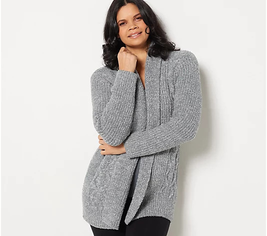 Barefoot Dreams CozyChic Cable Cardigan Cardigan - QVC.com | QVC