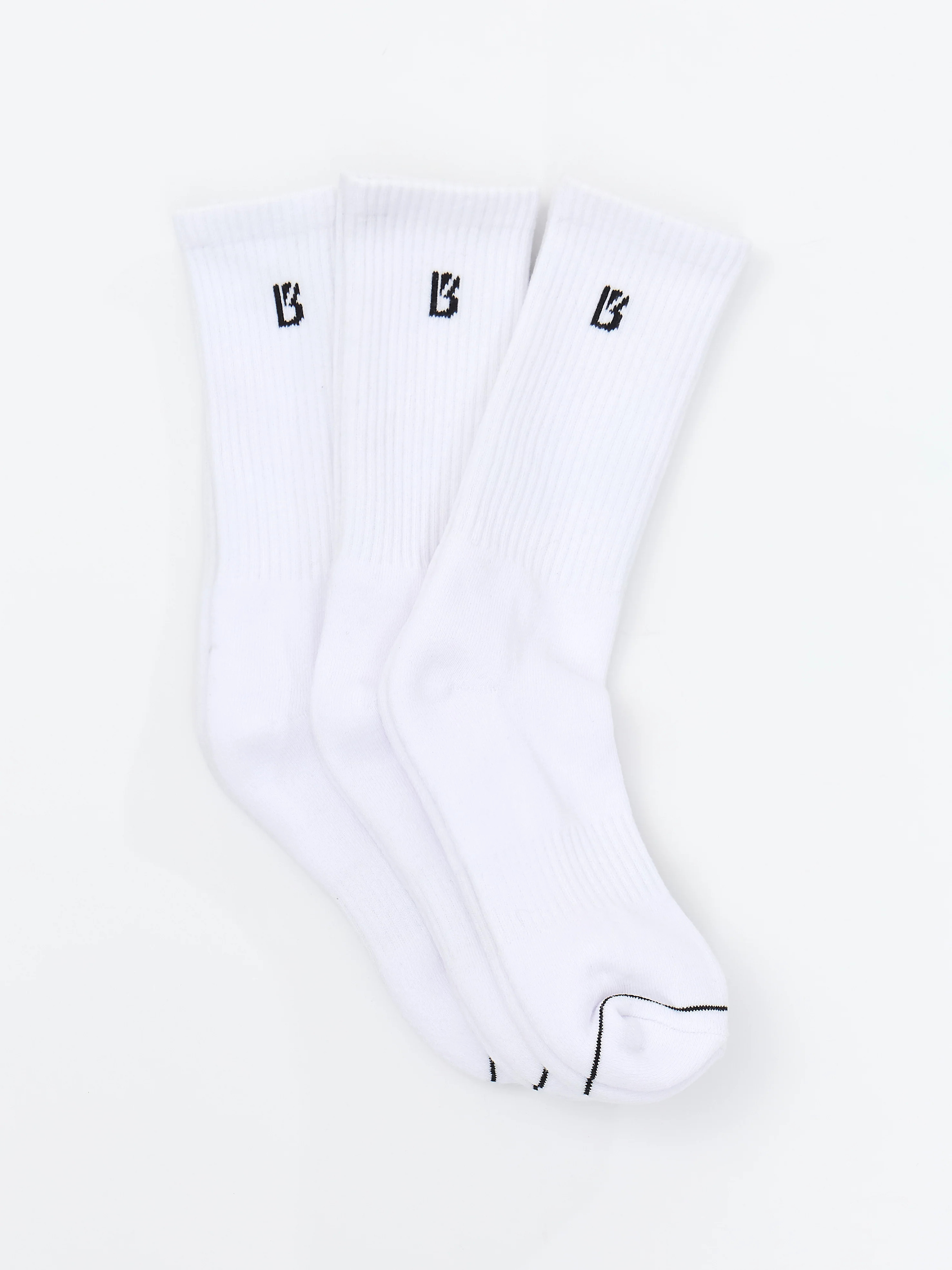 3 Pack Full Crew Socks - White M/L | Buffbunny