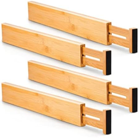 BAMEOS Drawer Dividers Bamboo Separators Organization Expandable Organizers for Kitchen Bedroom Bath | Amazon (US)