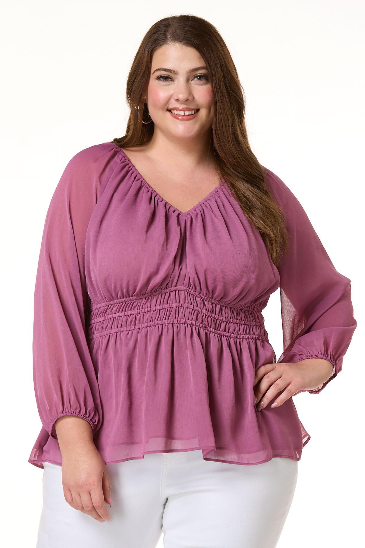 Plus Size Solid Tie Keyhole Top | Cato Fashions