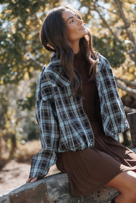 Bindy Bomber - Choc/Blue Plaid | Petal & Pup (US)