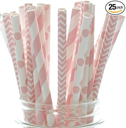Food With Fashion Baby Girl Pink Baby Shower Straws (25 Pack) - Baby Shower Supplies, Princess Gi... | Amazon (US)