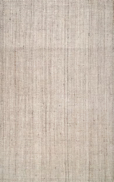Off White Handwoven Jute Ribbed Solid 8' 6" x 11' 6" Area Rug | Rugs USA