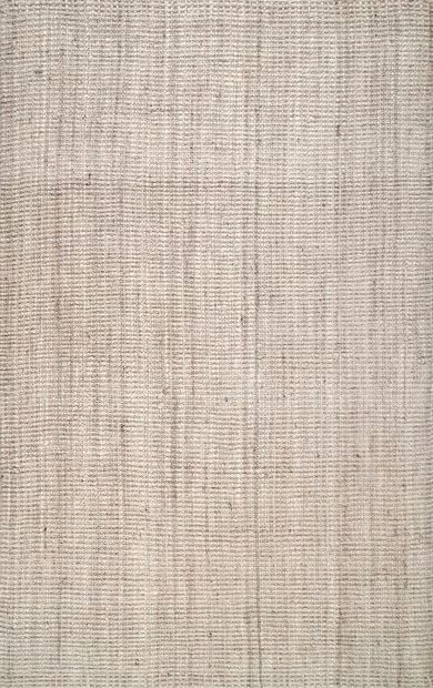 Off White Handwoven Jute Ribbed Solid 8' 6" x 11' 6" Area Rug | Rugs USA