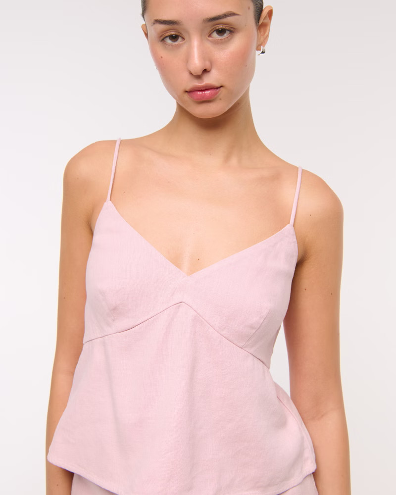 Linen-Blend Babydoll Cami | Abercrombie & Fitch (US)