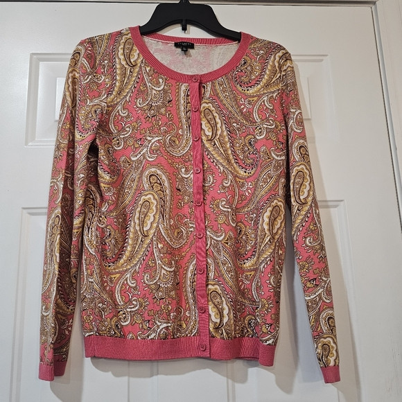 Talbots Charming Cardigan With English Paisley Size Medium Petite {Bx20} | Poshmark