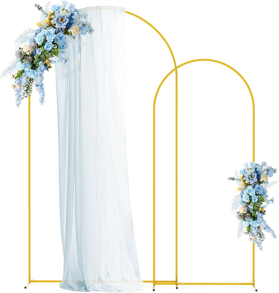 Metal Arch Backdrop Stand 7.2FT,6FT Set of 2 Gold Backdrop Arch Frame for Wedding Ceremony Birthd... | Amazon (US)