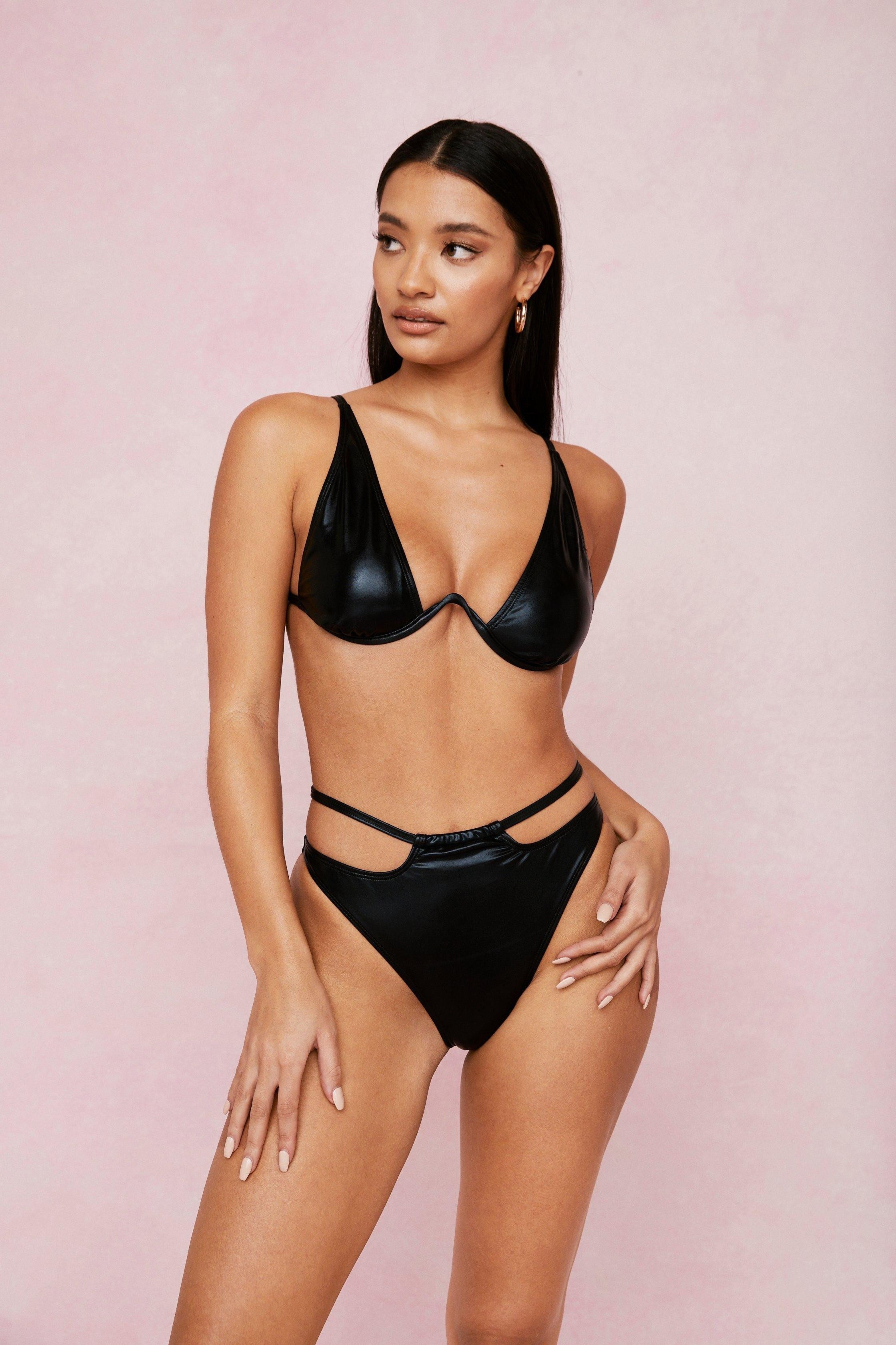 Coated Underwire V Neck Cut Out Bikini Set | Nasty Gal (US)