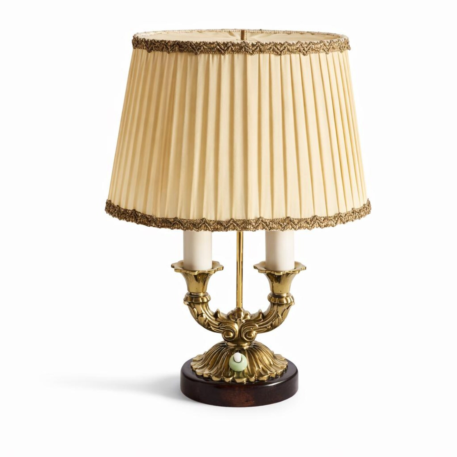 Brass Candelabra Table Lamp Two Arm Hollywood Regency Bouillotte Pleated Shade French Style | Etsy (Global)