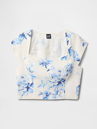 Linen-Blend Cap-Sleeve Cropped Top | Gap (US)