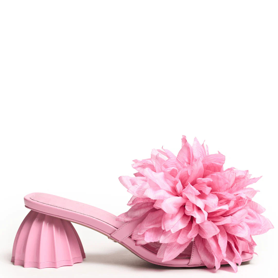 Dahlia - Floral Sandal Statement Slide - Fondant Pink | Cecelia New York
