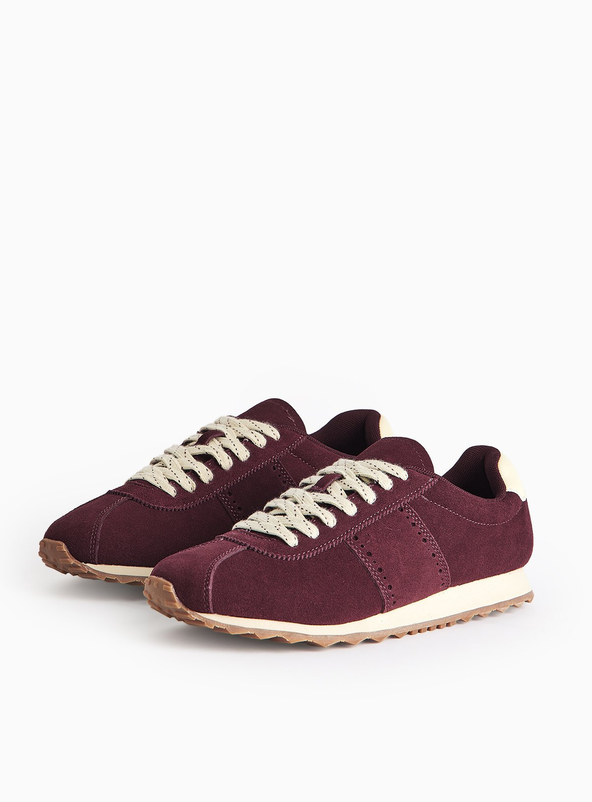 Red Burgundy Suede Jogger Trainers | Tu Clothing