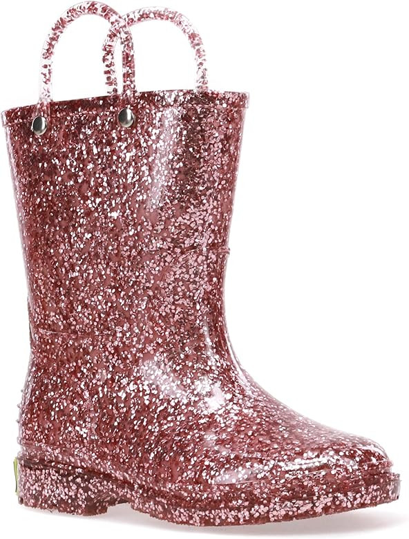 Western Chief Girl's Glitter Waterproof Rain Boot with Easy Pull on Handles, Perfect Lightweight ... | Amazon (US)