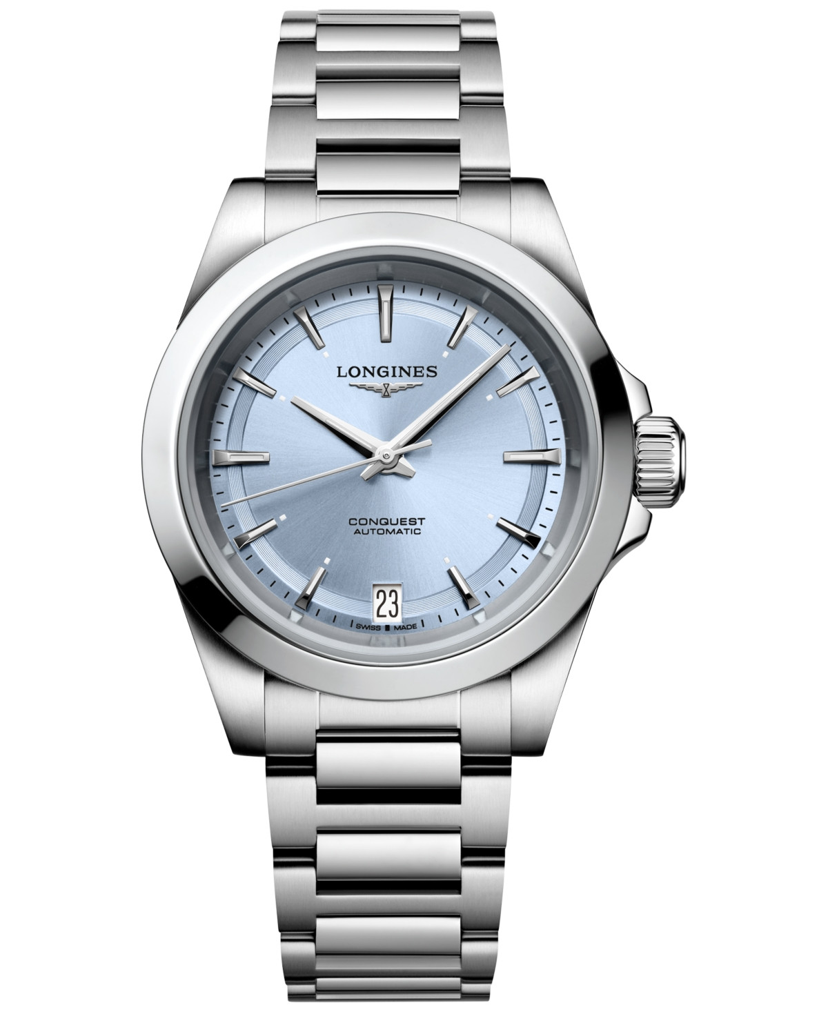 Longines Women's Swiss Automatic Conquest Stainless Steel Bracelet Watch 34mm | Macy's