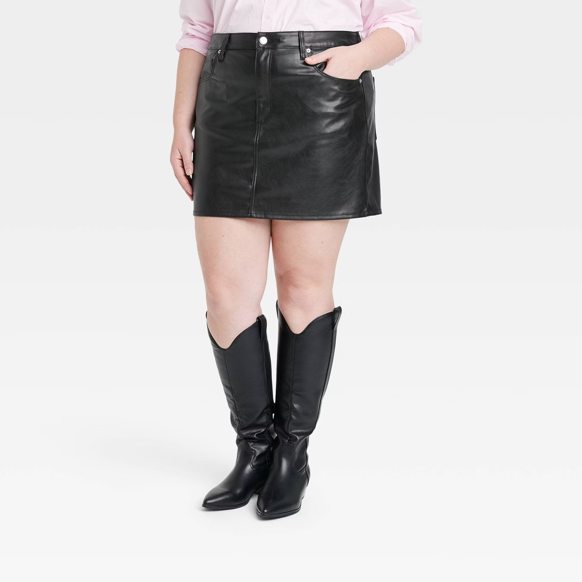 Women's High-Rise Faux Leather Mini Skirt - Universal Thread™ Black | Target