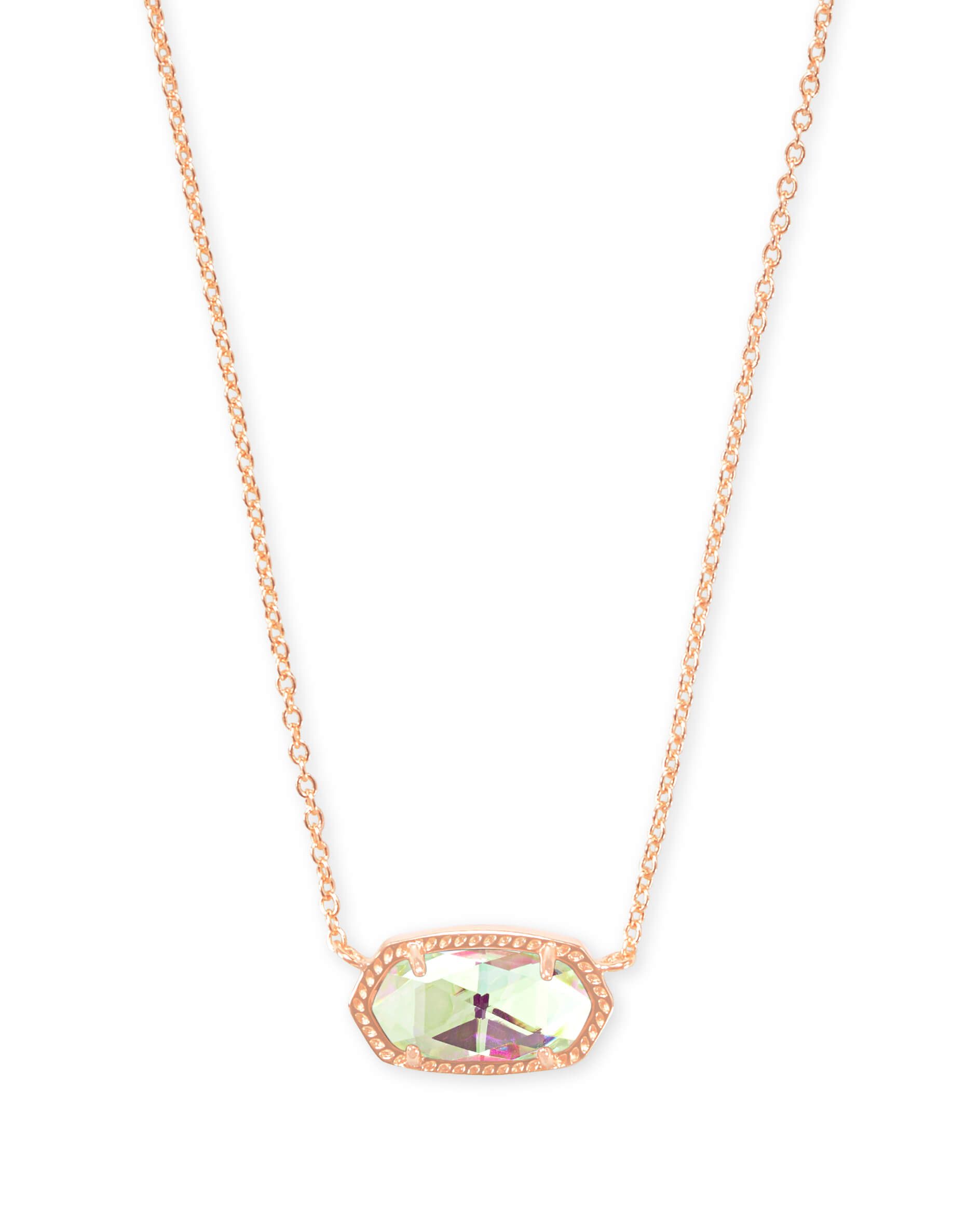 Elisa Rose Gold Pendant Necklace in Dichroic Glass | Kendra Scott
