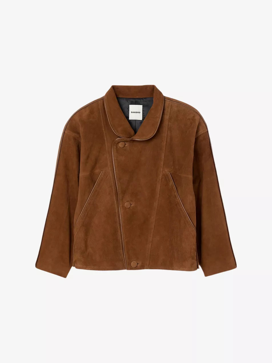High-Neck Relaxed-Fit Suede Jacket | Selfridges