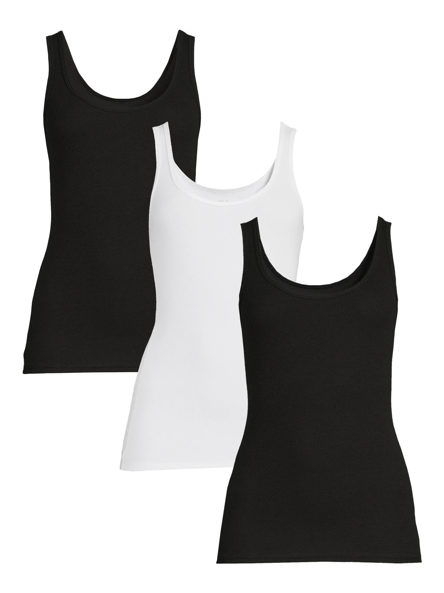 Time and Tru Women's Rib Tank Top, 3-Pack - Walmart.com | Walmart (US)